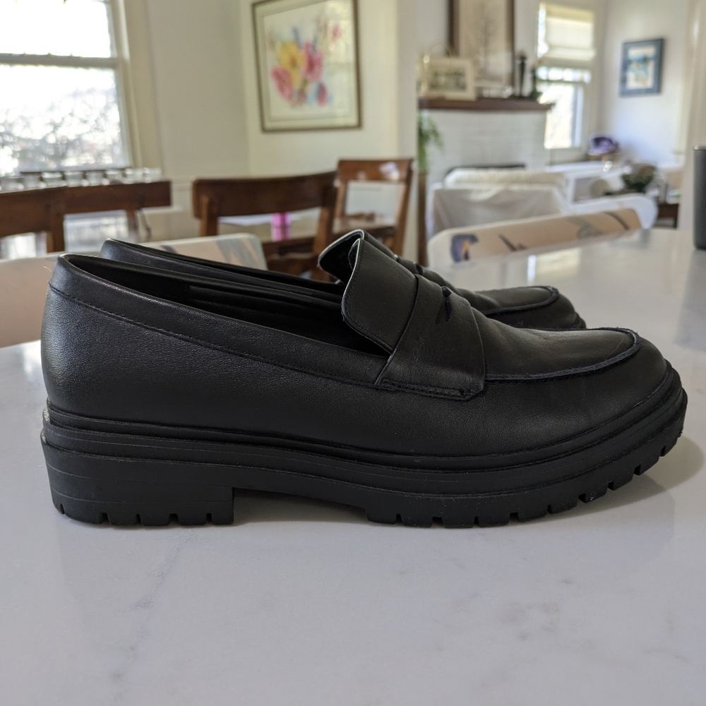 Quince Italian Leather Lug Sole Loafer Black Shoes 9 - Picture 4 of 6